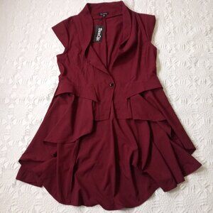 New DarcChic Vest High Low Burgundy Maroon Cap Sleeve Steampunk12 US Women NWT